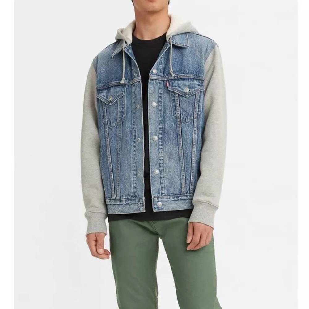 Levi's Men's Hybrid Hoodie V Trucker Jacket - Blue M